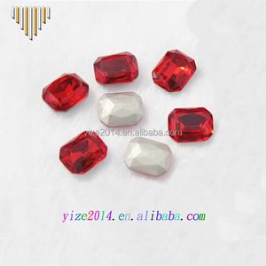 YIZE เครื่องประดับใช้หินแก้วทับทิมสีแดง K9ลูกปัดแก้วคริสตัลพลอยเทียมทรงสี่เหลี่ยมด้านหลังทำจากแก้วคริสตัลพลอยเทียม - Product Image 3