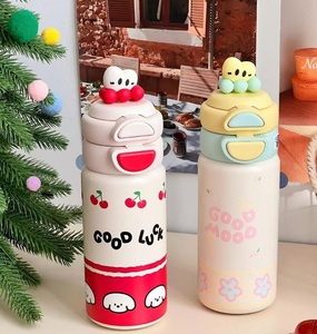 Caneca térmica do aço inoxidável 316 meninas bonitos e crianças copos de água palha 500ml 17oz - Product Image 1