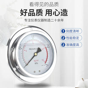 Manomètre hydraulique axial résistant aux vibrations YN100ZT 0-1.6-25-60MPa pour gaz et liquide, bord 0-1.6-25-60MPa - Product Image 3