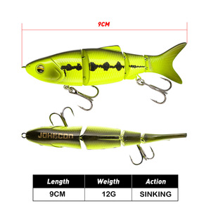 Yeni Stil Çok Renkli Sentetik Malzeme 9cm/12g Batan Çok Eklemli Balık Yemleri Levrek, Levrek Balığı ve Kara Balığı için - Product Image 2