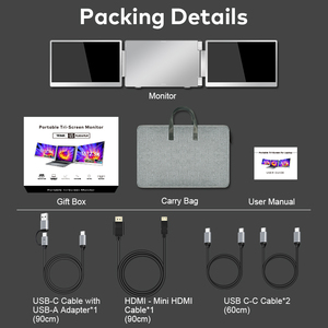 Moniteur portable IPS 2,5K 16 pouces, écran 2560x1600, rapport d'aspect 16:10, extension d'écran d'ordinateur portable, triple moniteur, plug and play - Product Image 6