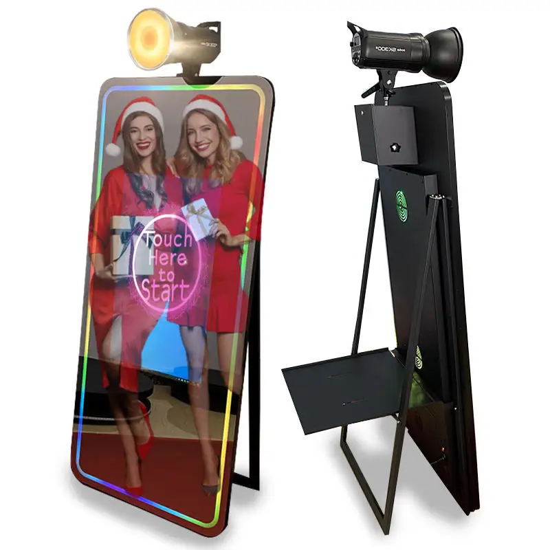 2023 yeni ücretsiz Logo sihirli Selfie ayna otomatik kamera fotoğraf kabini alışveriş merkezi yazıcı standı için fotoğraf kabini