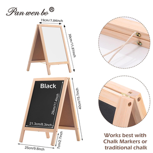 <span class=keywords><strong>Tableau</strong></span> <span class=keywords><strong>noir</strong></span> double face en bois sur support en A pour table, restaurant, mariage, entreprise - Product Image 2