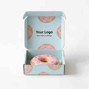 <span class=keywords><strong>Caja</strong></span> <span class=keywords><strong>de</strong></span> Envío para Postres Azul Claro <span class=keywords><strong>con</strong></span> Diseño <span class=keywords><strong>de</strong></span> Donuts, Logotipo Personalizado Impreso para Dulces, Empaque <span class=keywords><strong>de</strong></span> Galletas y Marca <span class=keywords><strong>de</strong></span> Panadería - Product Image 2