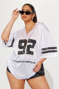 2025 été femmes haut Jersey col en v <span class=keywords><strong>dentelle</strong></span> imprimé lettre ample mode décontracté dames Jersey à manches courtes femmes T-<span class=keywords><strong>Shirt</strong></span> - Product Image 4