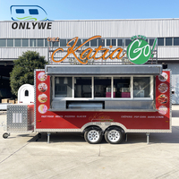 Onlywe Food Truck Mobile Entièrement Équipé de 18 pieds, Remorque Alimentaire Personnalisée avec Roues, Camionnette à Burgers en Acier Inoxydable, Remorque de Restauration