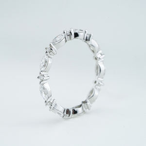 Anillo de Moissanita con Corte Marquesa, Chapado en Rodio, Plata de Ley, Anillo de Moissanita, Anillo de Diamante de Moissanita, Plata de Ley 925 - Product Image 5