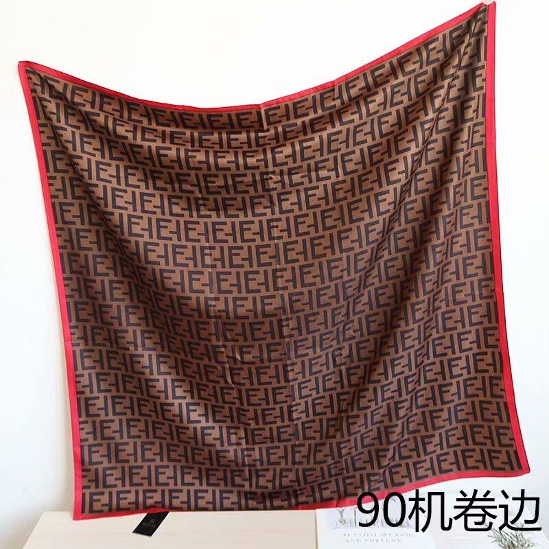 90*90 kerchief abstract European American high quality luxury soft custom square scarfs silk scarf for women