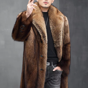 Nuova Collezione Cappotto in Pelliccia Intera <span class=keywords><strong>da</strong></span> <span class=keywords><strong>Uomo</strong></span> - <span class=keywords><strong>Visone</strong></span> Fisher Nordamericano Importato, Lunghezza Media, Risvolto a Punta, Giacca in Pelliccia Trendy e Alla Moda - Product Image 3