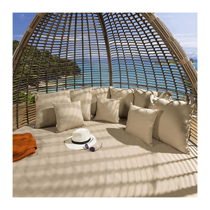 أريكة ريفية خارجية مقطعية للحديقة وكراسي تشمس للسرير مع مادة خوص مستديرة الشكل للسقف للاستخدام في الفناء - Product Image 6