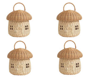 Cesta de Mimbre Tejida a Mano para Niños, Linda Cesta de Almacenamiento con Forma de Casa y Asa para Guardar Juguetes y Decorar el Hogar - Product Image 1