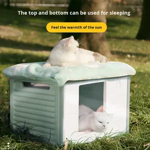 Umweltfreundliches PE-Material Einfarbiges Outdoor-Hundehaus Regenfester Unterschlupf mit Kartonverpackung für Hunde Alle Jahreszeiten - Product Image 2