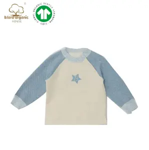 Wholesale Price Sustainable Organic Contrast Color Embroidery Fleece Cotton Padded Children Shirts Boys Clothing