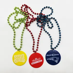 Индивидуальный логотип пластиковое круглое Фирменное ожерелье Праздничная Вечеринка печать пластиковые украшения Одежда