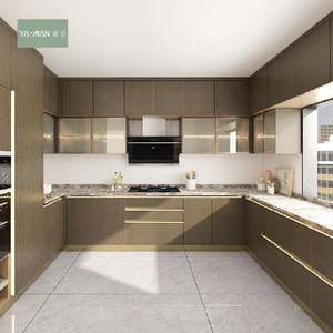 YAMAN Elegant Kitchen Cabinet in Matte Glossy White Foshan Factory's Durable <b>Wood</b> PVC Design - Product Image 6