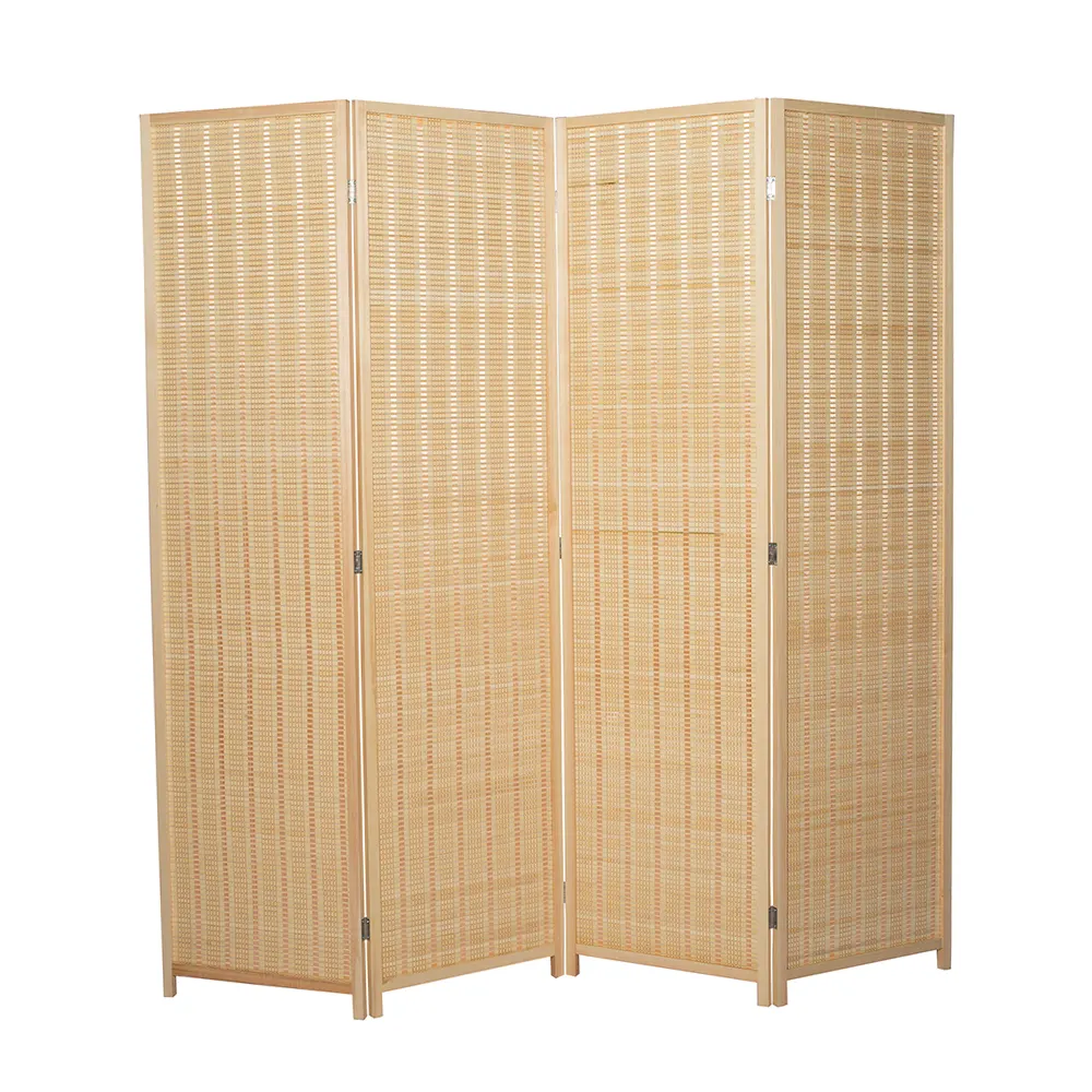 Natürliche gewebte Holz Raumteiler 4 Panel mit hoher Qualität