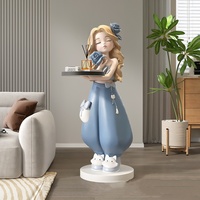 Lampe LED sculpturale en forme de fille de dessin animé, grande décoration de sol pour salon, meuble TV, côté canapé, ornement décoratif