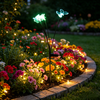 Lampes solaires de jardin personnalisées - Piquet LED 3D Papillon Fleur, Bande flexible ondulée, Étanche IP65, Allumage/Extinction automatique, OEM