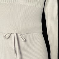 Ensemble pull-pantalon deux pièces en tricot personnalisé décontracté pour femmes col rond ensemble haut en tricot et pantalon long pull ajusté en tricot côtelé pour femmes
