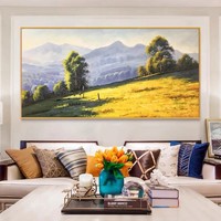 Dropshipping Peint à la main Vintage Forêt Paysage Toile Mur Huile Art 100% Feuille d'or Peinture abstraite Paysage Sujets