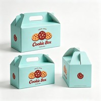Boîte cadeau pliable en carton recyclé avec poignée pour l'emballage de desserts, bonbons, biscuits et produits alimentaires, impression évanescente