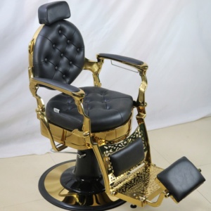Sillón de Barbería Moderno de Alta Gama con Bomba Hidráulica Reclinable Dorada, Giratorio 360 Grados, para Barbería, con Altura Ajustable - Product Image 5