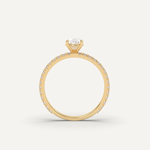 Bague de fiançailles en diamant de laboratoire taille poire certifié IGI 1 carat D VVS2 avec pierres latérales serties pavé en or jaune 10k/14k/18k - Product Image 2