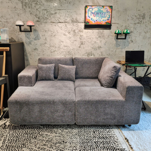 Light Grey Teddy Fleece Vacuum Compressed L-Shaped Modular Sectional <b>Sofa</b> With Chaise Lounge For Living Room - Product Image 6