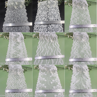 Lots de liquidation en gros Prix usine Tissu dentelle extensible 22 cm Maille élastique Nylon Spandex Bordure dentelle florale noir et blanc