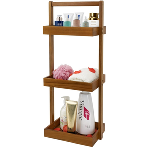 3-Tier Teak doccia Caddy Organizer angolo in piedi mensola maniglia da bagno cesto per <span class=keywords><strong>Shampoo</strong></span> Rack per bagno ufficio cucina di stoccaggio - Product Image 1