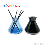 Diffuseur de parfum en verre sans flamme de 200 ml, forme conique, coloré, avec bâtonnets, emballage pour aromathérapie