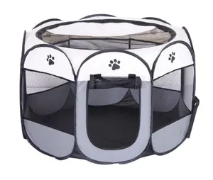 Tenda hewan peliharaan lipat portabel rumah anjing kandang oktagonal untuk tenda kucing pena bermain anak anjing rumah hewan peliharaan luar ruangan