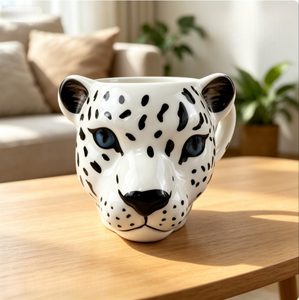 NOUVELLE ARRIVÉE - Tasse en céramique de style créatif en forme de léopard des neiges et de panthère noire pour l'intérieur - Product Image 1