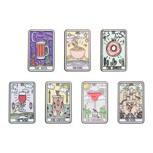 7 gaya bros makanan Tarot Pin kustom kopi merah anggur donat kerah Pizza Pin Enamel lembut - Product Image 4
