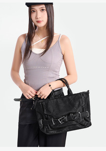 Sac bandoulière polyvalent en jean PU délavé style vintage, design <span class=keywords><strong>de</strong></span> niche, grande capacité, accrocheur, nouvelle collection 2025 - Product Image 3