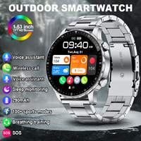 Reloj Inteligente LIGE con Correa de Acero Inoxidable, Monitor de Salud para Hombre, Reloj Deportivo con Llamadas para Android e iOS