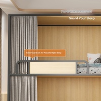 Lit superposé compact avec tiroirs et étagère intégrés, structure en acier, lit double pour appartement d'étudiant et dortoir