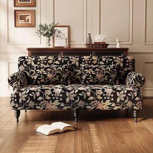 โซฟาอเมริกันเรโทรลายดอกไม้รูปตัวยูบุผ้าหุ้มพร้อมไส้โฟมสำหรับใช้ในห้องนั่งเล่นที่บ้าน - Product Image 1