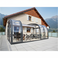 Véranda moderne à toit coulissant rétractable, écologique, avec verre Low-E, solution complète pour extérieur résidentiel, villa, hôtel, entrepôt, au sol
