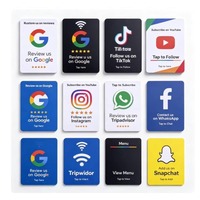 Cartes de visite à puce NFC avec code QR pour réseaux sociaux (Facebook, TikTok) et avis Google