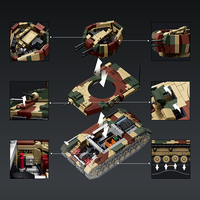 97031 Vehículo Antiaéreo Thunderbolt Alemán de la Segunda Guerra Mundial, Set de Construcción de Tanque de Plástico ABS con Camuflaje, Juguete de Construcción Difícil