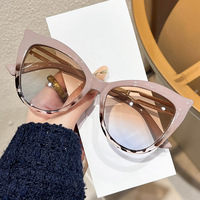 Lunettes de soleil œil-de-chat dégradées, protection UV400, effet amincissant, monture large rétro pour femmes
