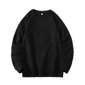 Groothandel Leverancier Ronde Hals Franse Terry Pullover Sweatshirt Custom Logo 100% Katoen 3d Reliëf Sweatshirt Voor Mannen