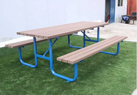 Table de pique-nique extérieure publique commerciale en bois recyclé en plastique avec banc restaurant extérieur t6 ft 8ft capable et chaise pour événement
