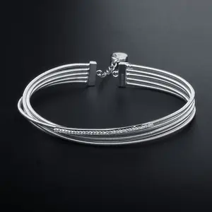 trendy 5925 italy silver jewelry rope s925 sterling 18k rhodium bangles with zircon woman high quality gold plated bracelet