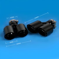 Punta de escape de coche de doble capa de aluminio y fibra de carbono de 4 pulgadas, silenciador trasero negro brillante, estilo de actualización fácil de instalar