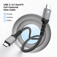 Haute Performance Full Feature 4K Video USB3.2 20Gbps Data PD 5A Charge rapide PD100W Type C vers Type C Câble pour iPhone Macbook