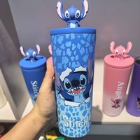 Nouvelle tasse thermos Stitch avec remplissage en coton PP, gourde à paille, design dessin animé Big Mac Car Ice King
