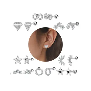 Yecnuoro — boucles d'oreilles Piercing Helix 16G, clous, couleur argent, pour Cartilage, bijoux en acier chirurgical