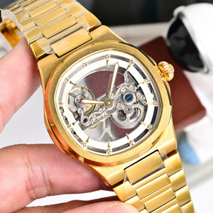 Reloj de Lujo para Hombre, Diseño Automático Esqueleto, Tono Dorado, Correa de Acero, Logotipo Personalizado, OEM, ODM, Venta al Por Mayor - Product Image 4